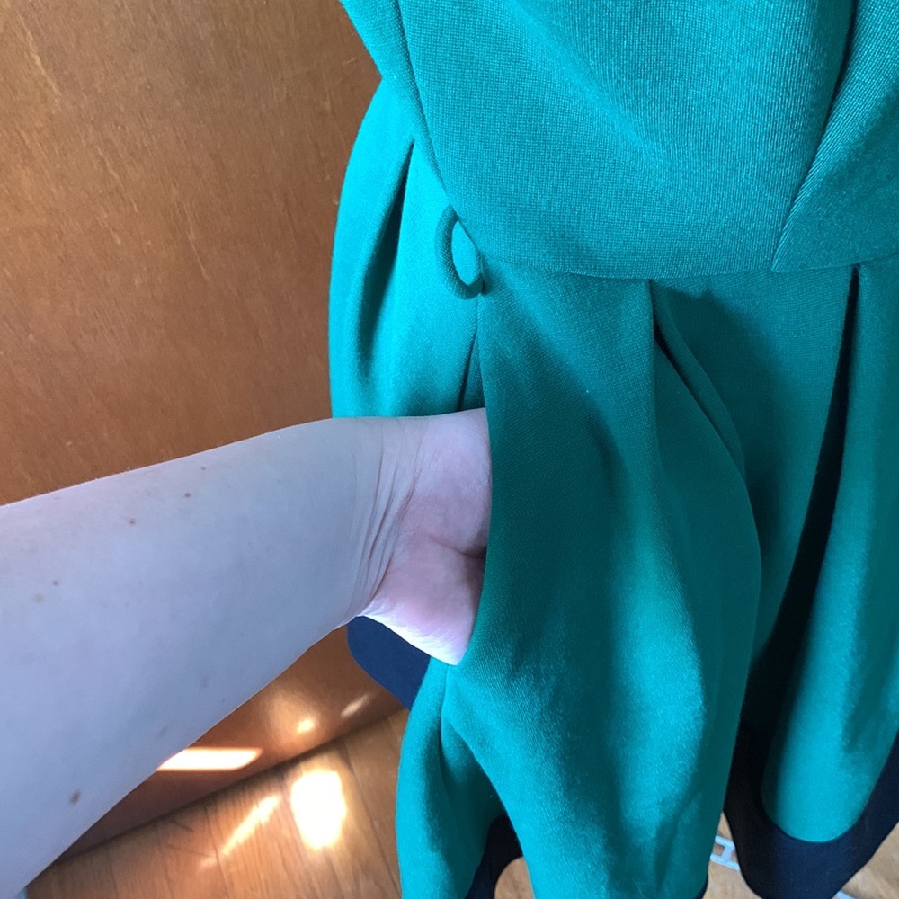 Double Zero black & Kelly green colorblock dress L - Picture 3 of 9